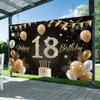 1 pair, 2D flat, 18th birthday party banner - elegant polyester background, suitable for home décor, room wall decoration, wsj