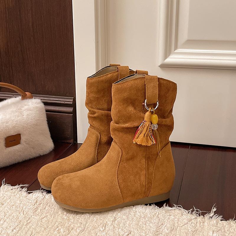 

Inner heightening retro short boots women s 2025 autumn and winter new western Martin boots round head short Birkenstock boots 40 верблюд