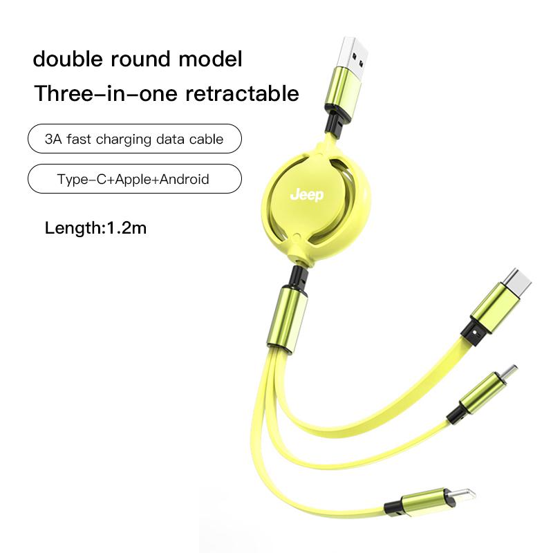 3 In 1 Portable Charging Data Cable Telescopic Charging Cable For Jeep Renegade Compass Grand Cherokee Wrangler Patriot Rubicon ALY1