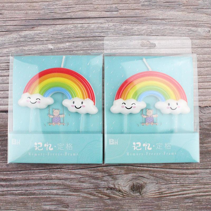 New Product, Personalized Creative Sun, Rainbow Clouds, Cute Memory, Frozen Rainbow Candle Cartoon Decoration Supplies