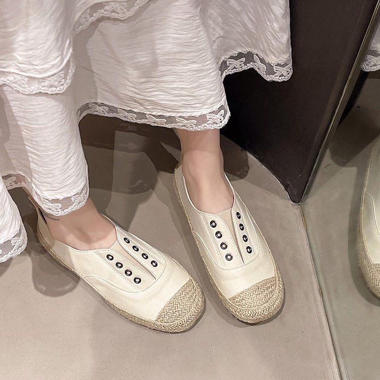 Xiaoxiangfeng fisherman shoes canvas shoes women's 2025 autumn new Korean version woven little white shoes ins tide low-top casual single shoes