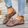 Women's Wide Width Bow Detail Ballet Flats - Vintage Inspired Driving Loafers for Spring/Fall, Soft Sole Casual Shoes