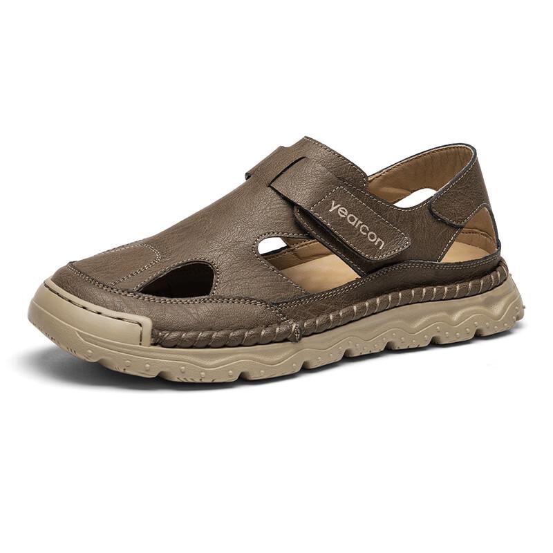 Yearcon Men's Breathable Leather Beach & Driving Sandals