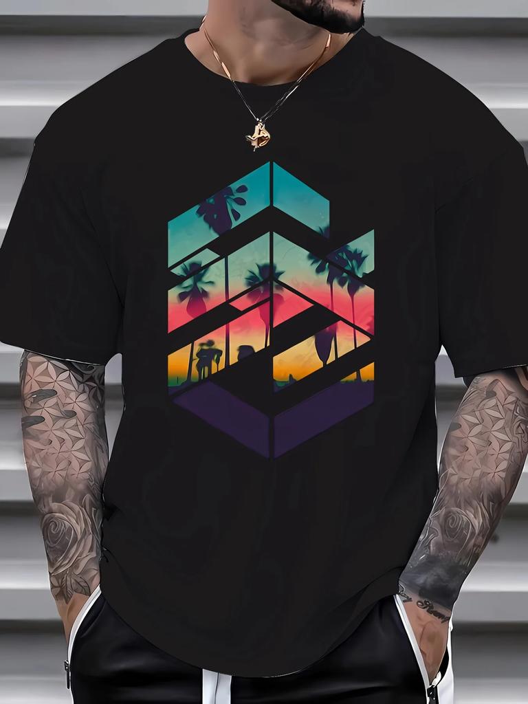 Mens summer shortsleeved printed Tshirt Casual street style short sleeved top ideal choice for summer vacation