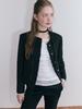 ETMON Fringe Strap Tweed Jacket, Black