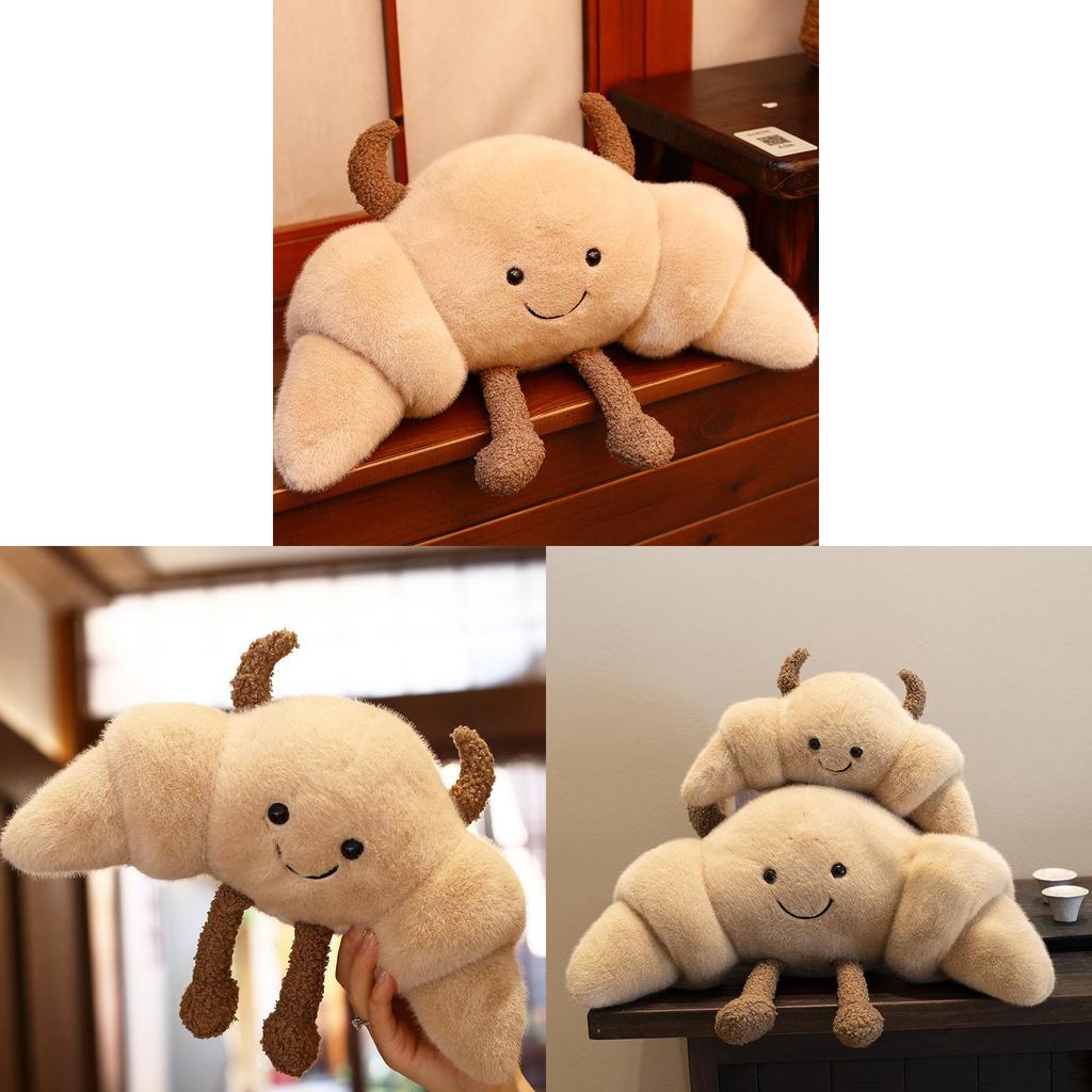 Croissant Bread Plush Toy With Super Soft Short Pile For Kids Gift And Play