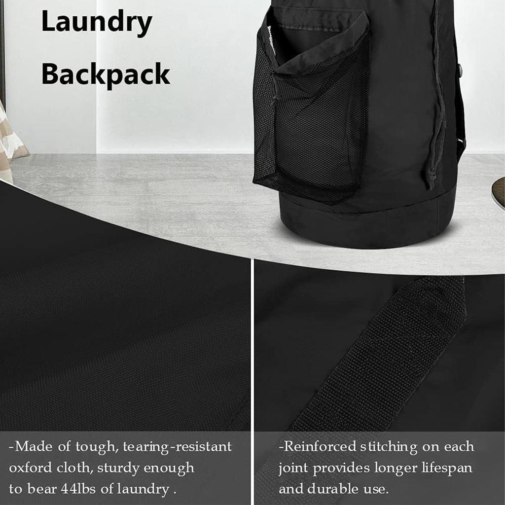 Laundry Bag Backpack Laundry Storage Bag With Mesh Pocket Tote Clothes Storage Basket With Large Capacity For Laundromat