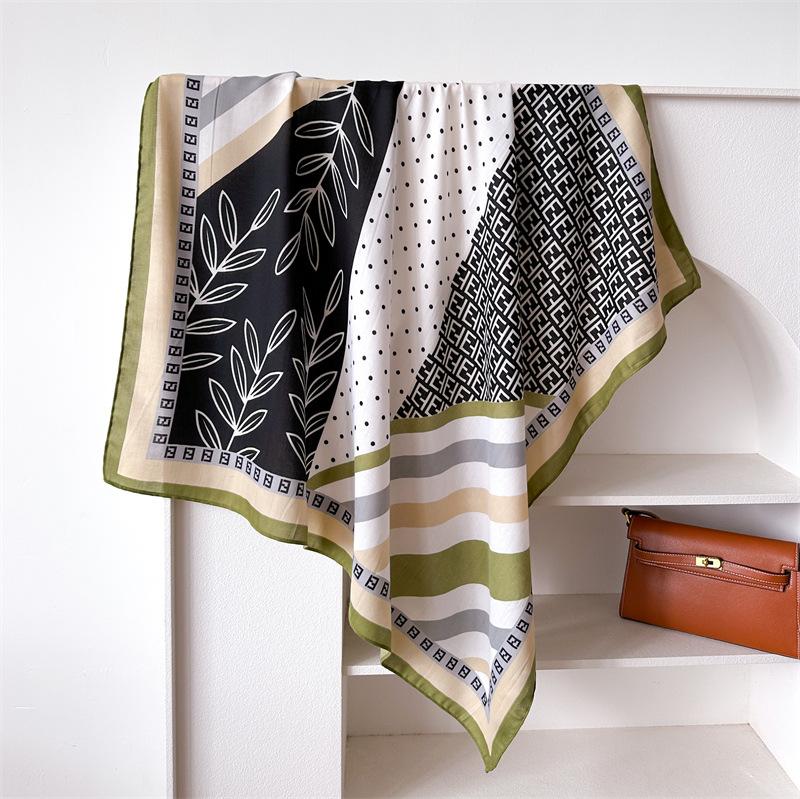Druck Mode 90x90cm Bedruckter Damenschal Pashmina Seidenschal Quadratisches Tuch Dekorative Stirnband Hals Luxus Design Bandana