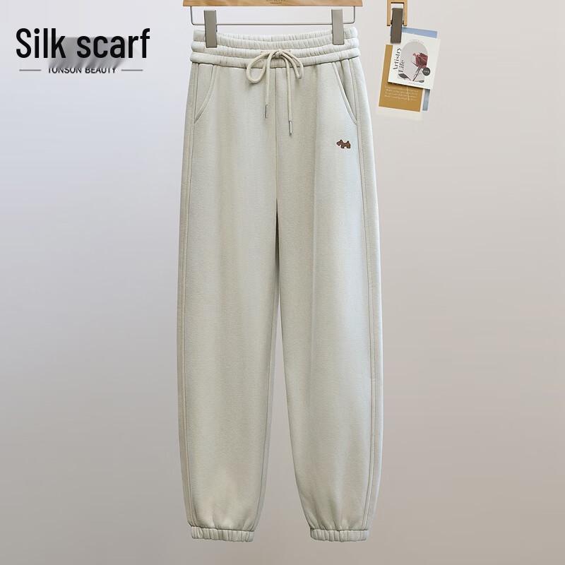 Women s High-Waist Plush-Lined Drawstring Casual Pants S