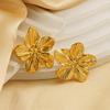 2024 New European & American Fashion 18K Gold Flower Stud Earrings for Women - Geometric Stainless Steel Design