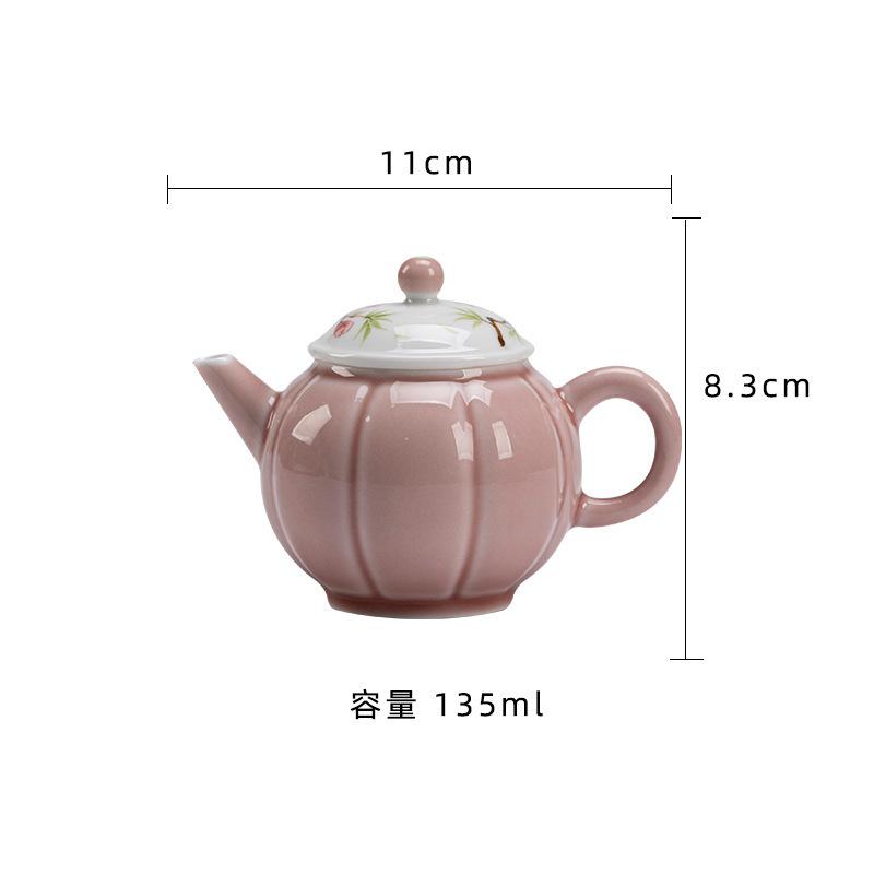 

135ml Hand-painted Peach Blossom Teapot Boutique Tea Infuser Pot Tea Soaking Kettle With Ball Hole For Tea Decoration Collection
