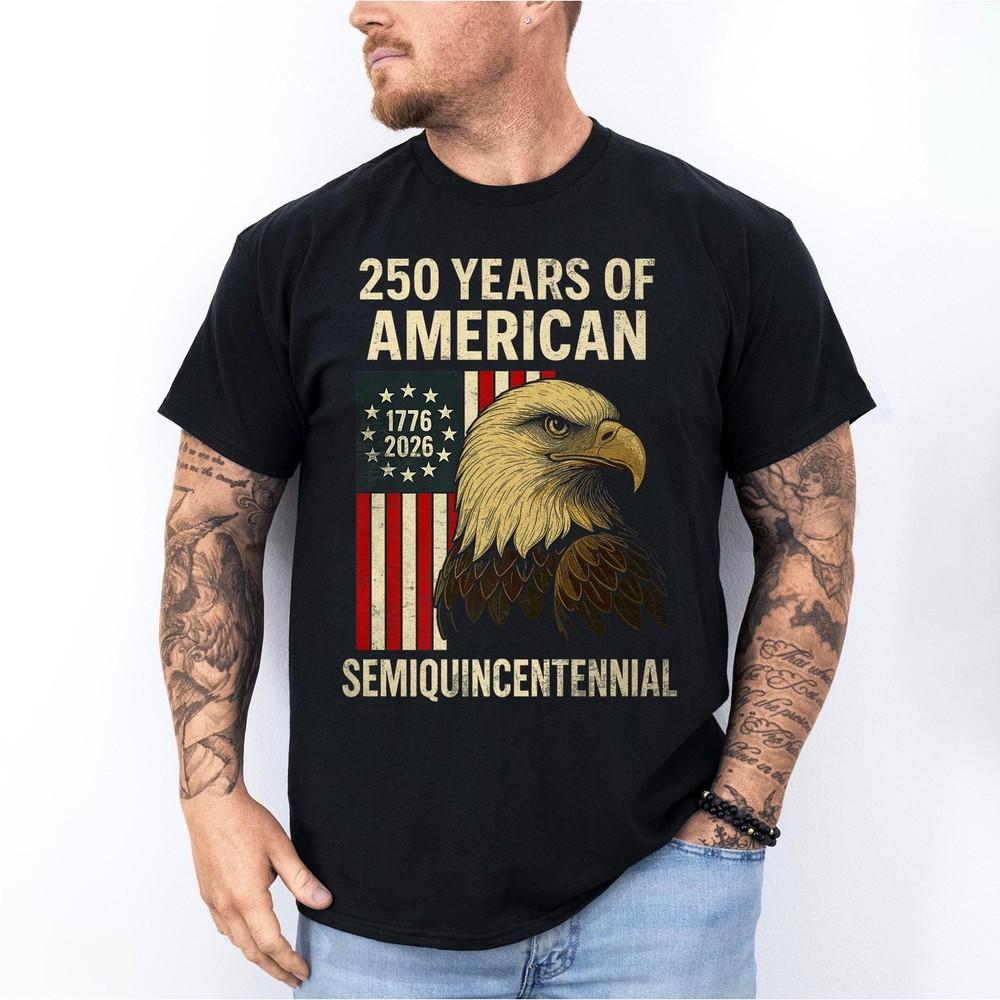 

250th Anniversary American US Flag Vintage 4th Of July, Patriot Unisex T-Shirt L