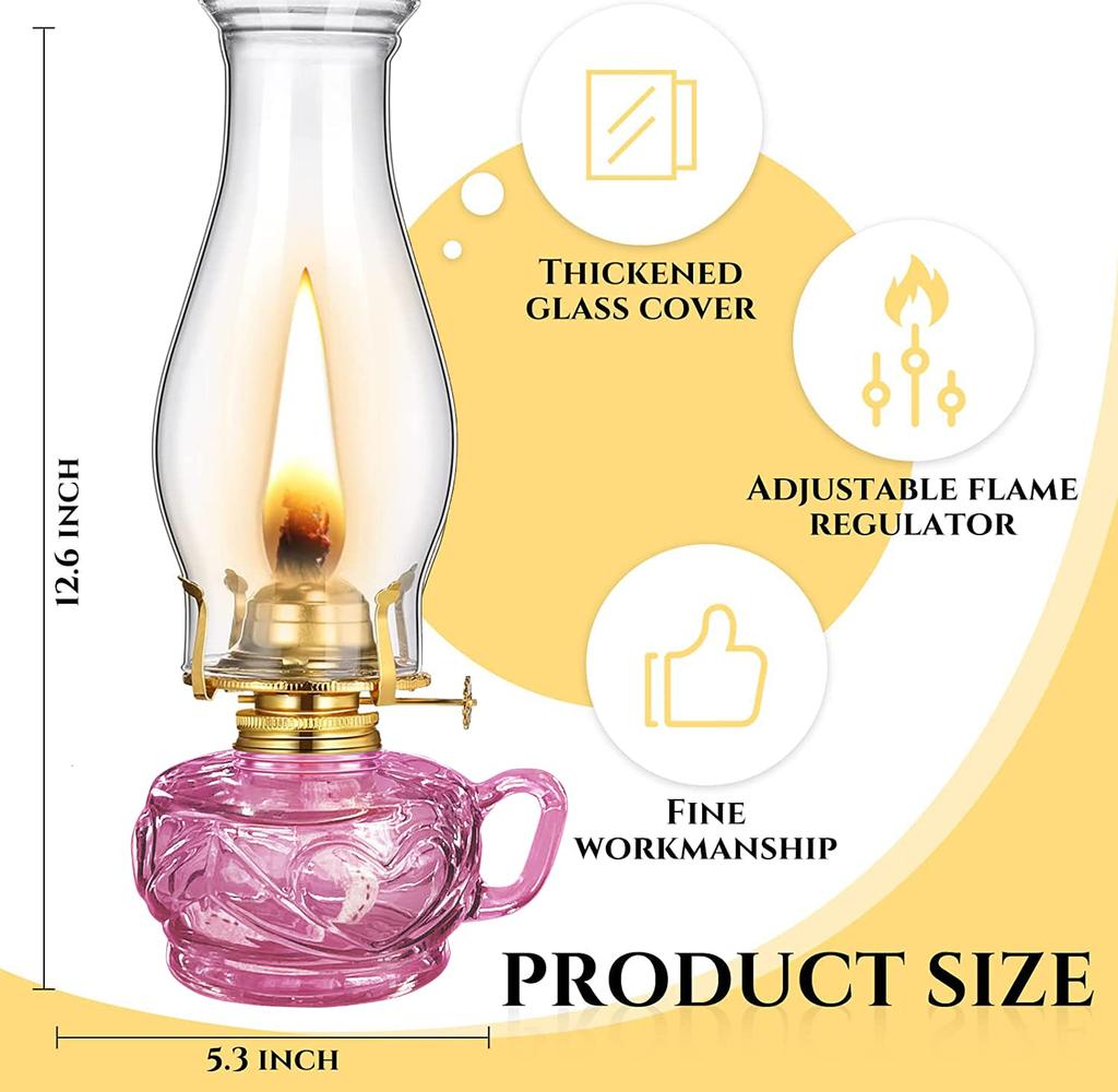 Cywinfow Handmade Kerosene Lamp Lantern, Vintage Kerosene Lamp, Paraffin Oil Lamp L392 (Transparent - Gold)