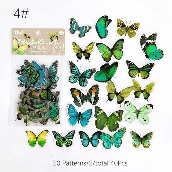 

Новинка, 40 шт./компл., коллекция красочных бабочек, наклейки для домашних животных, украшение для дневника, этикетка для скрапбукинга, наклейка Kawaii, корейские канцелярские принадлежности 4