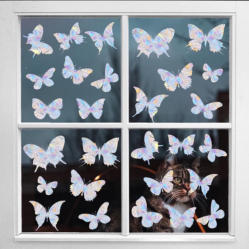 Colorful Rainbow Prism Butterfly Window Cling: Electrostatic Glass Decor & Sun Catcher