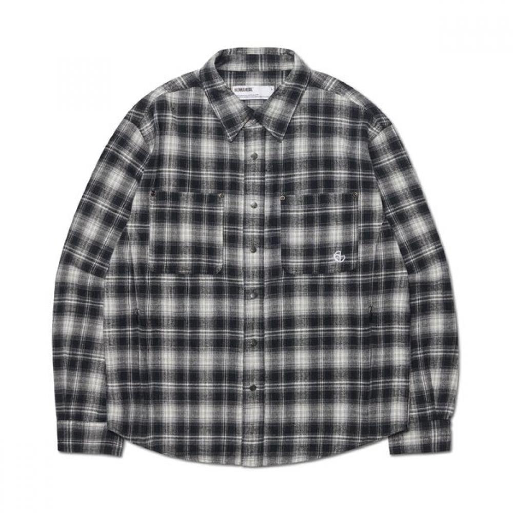 Nomanual Flannel Check Shirt Jacket Black S