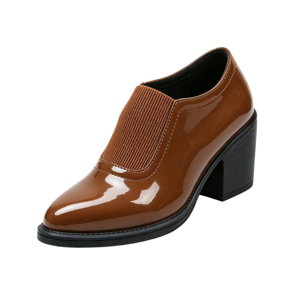 Women's Retro Mid Heel Pointed Toe Boots with Stretch Spliced Design