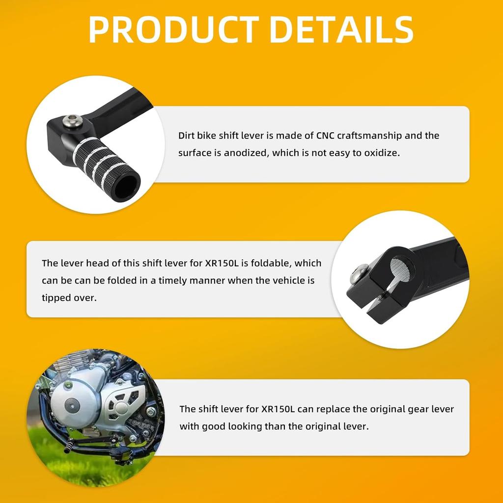 Dirt Bike Gear Shifter for XR150L,CNC Motorcycle Shift Lever for XR 150L - Black