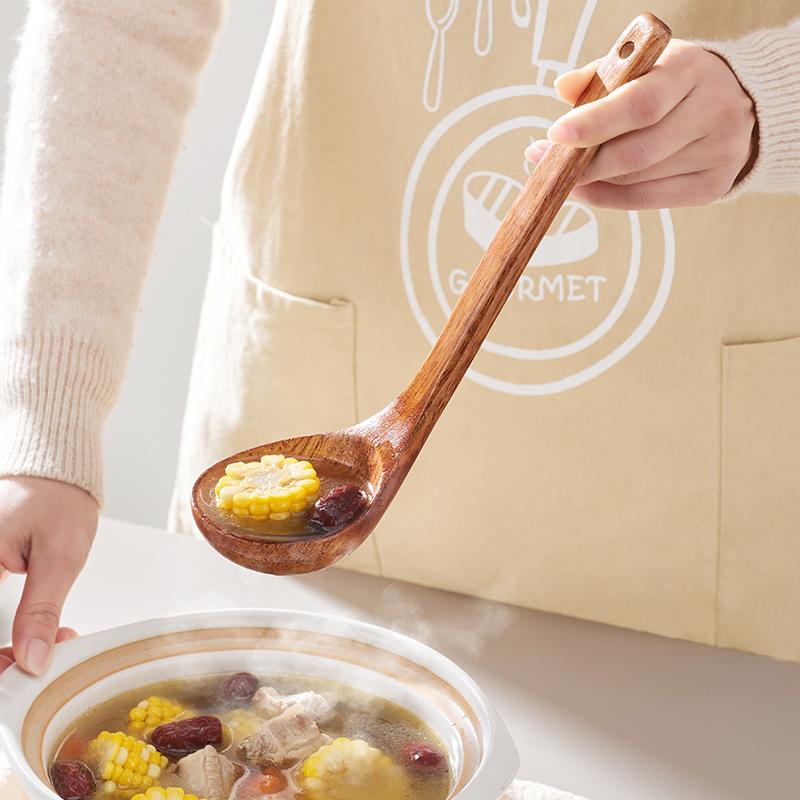 Natural Wood Tableware Spoon Utensils for Nonstick Cookware Handmade Cooking Spoons Dinnerware Sets Tableware Kitchen Tool