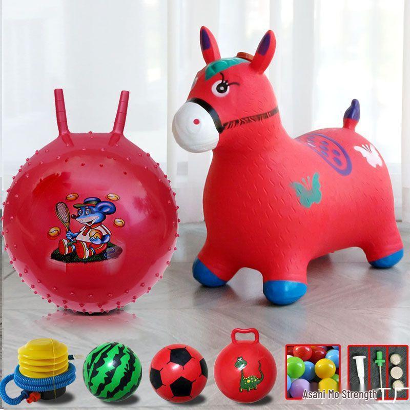Extra Large Inflatable Bouncy Horse with Music - Thickened Leather Ride-On Pony for Children