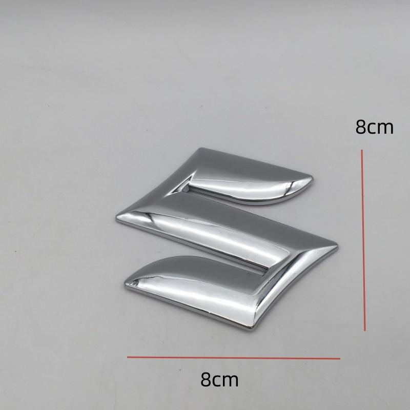 HECQ4 1pcs 3D Chrome for Suzuki Car Emblem Front Hood Rear Tailgate Trunk Badge Steering Wheel Sticker Decal Styling Accessories