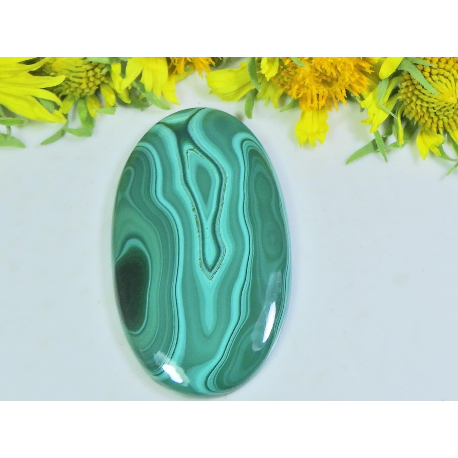 

AA++ 64Cts. Natural Green Malachite Oval Cabochon Loose Gemstone 24X44X04MM D-21