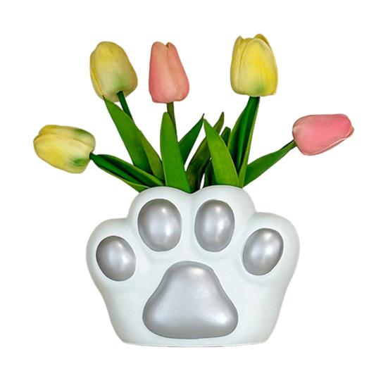 Cat Paw Vase Soft Enamel Artistic Flower Arrangement Vase TV Cabinet Home Living Room Decoration Accessory