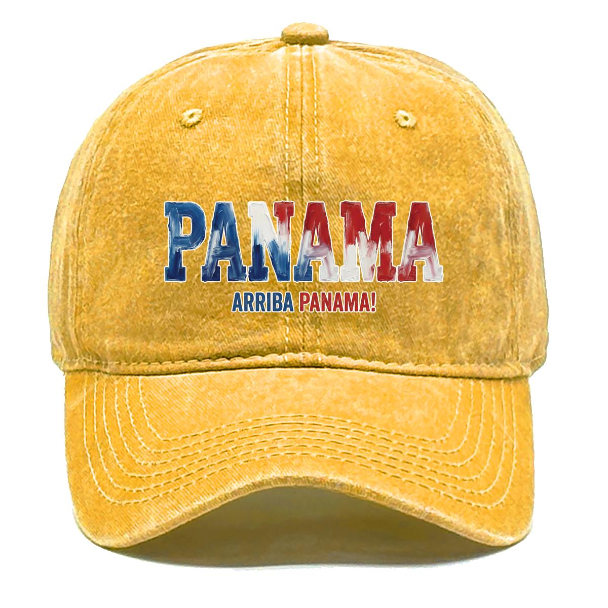 

PANAMA ARRIBA PANAMA Flag Printed Sun Hat , Adjustable Snapback Baseball Cap Curved Brim Hip Hop Vintage Non-Stretch Fabric Sun Hat as the picture жовтий