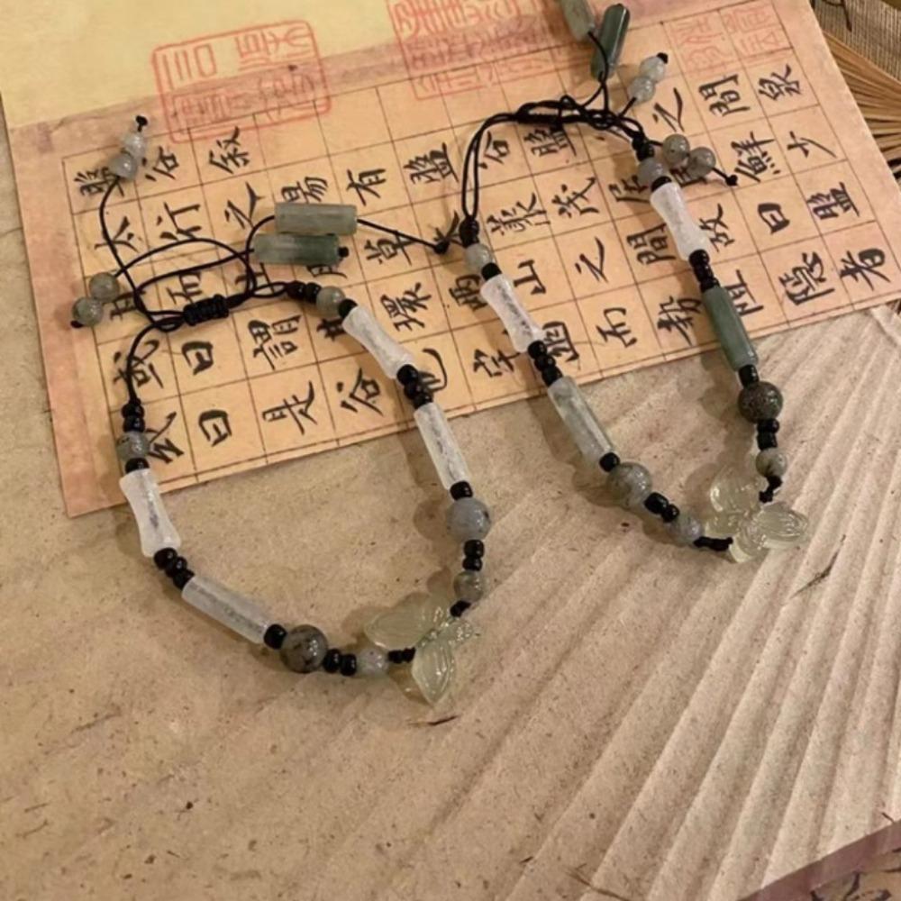 Exquisite Ancient Style Hand-woven Butterfly Bamboo Section Round Bead Bracelets for Women Rise Step By Step Luckiness Zircon