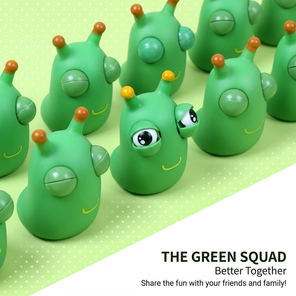 1/3Pcs Green Worm Squeeze Eye Popping Toy Fidget Sensory Stress Relief Toy Adult Birthday Gift Decoration Ornament
