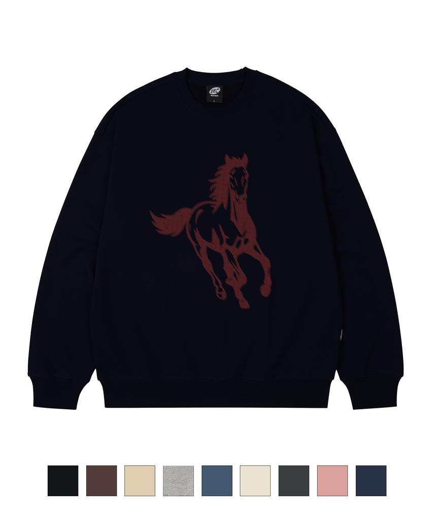 WILDROCK Running Horse Oversized Sweatshirt_9 Col (B Type)