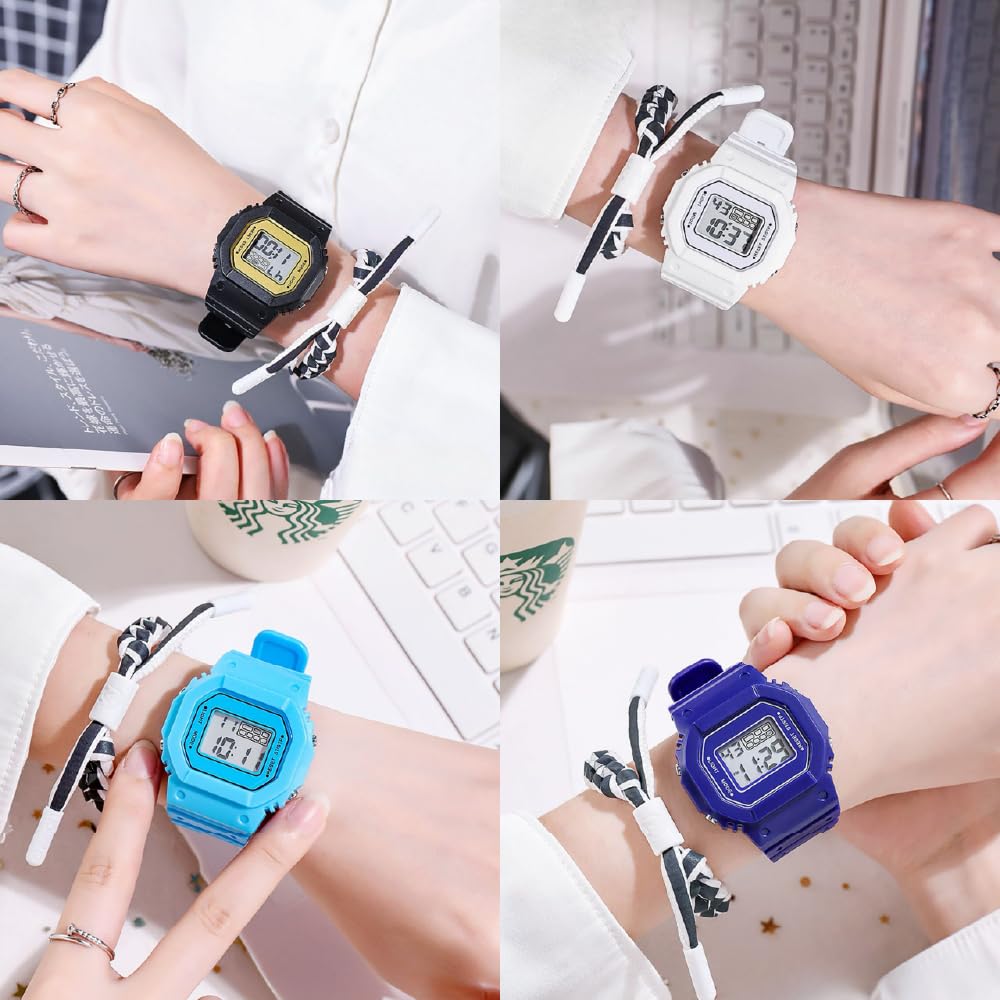 Digitale Uhr für Herren und Sport Einfach zu Quadrat Erhältlich in Mehreren Einfach und Perfekt für und Studenten Frauen, Kinder, Uhr, Stoppuhr, Alarm, Licht,