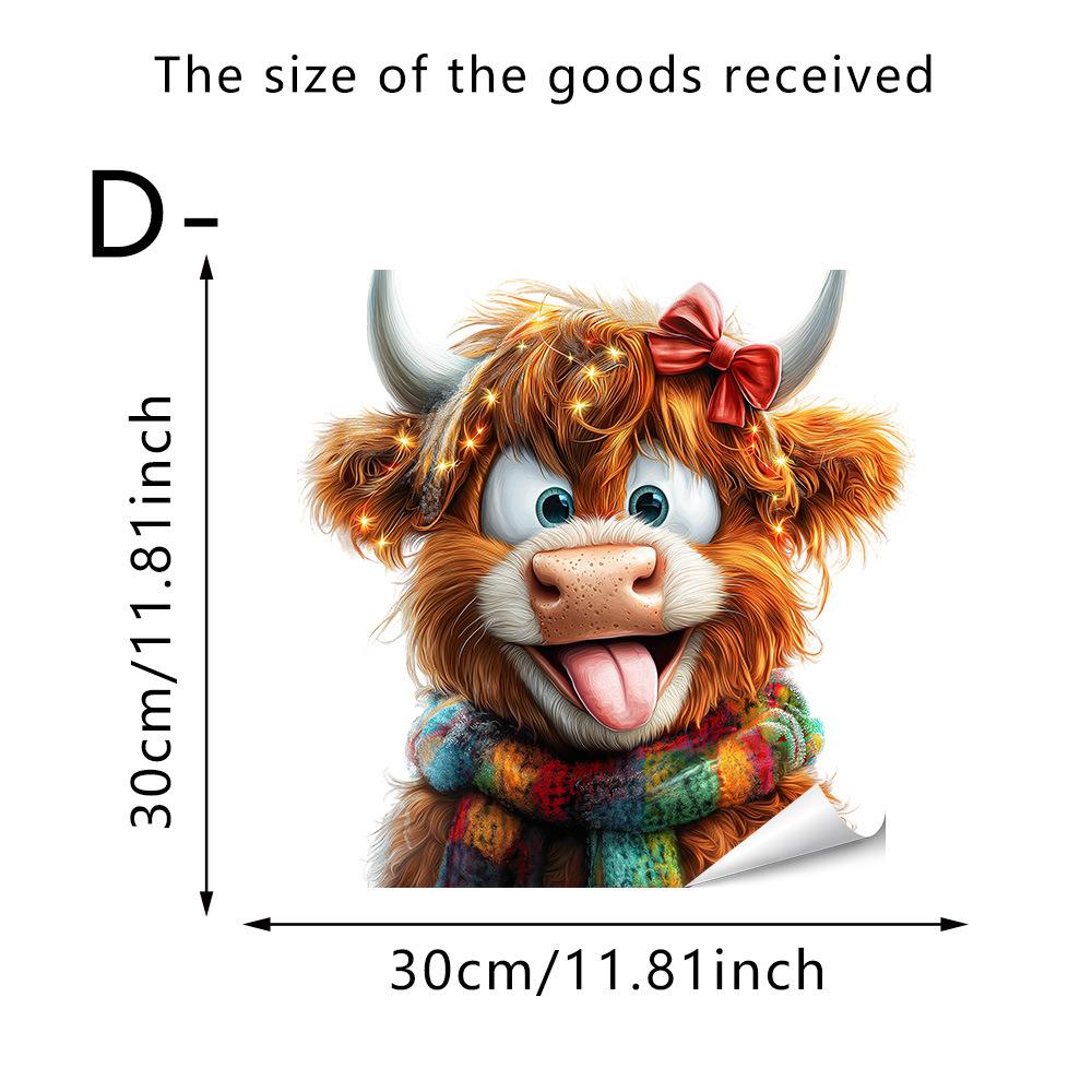 

1PC Christmas Cute Animal Calf Window Decals Shop Window Atmosphere Decorations Self-adhesive Vinyl Decals for Home Living Room