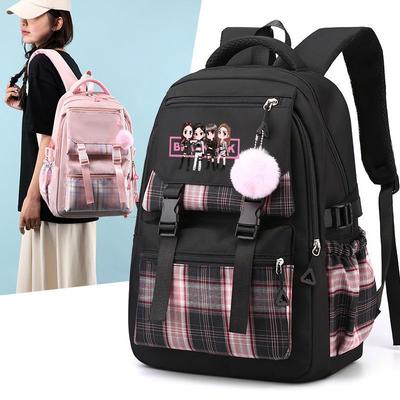 Koreanischer Stil Bedruckter Nylon-Rucksack für Studenten Große Kapazität Schultasche Modische Pendler-Umhängetasche mit 15-Zoll-Laptopfach