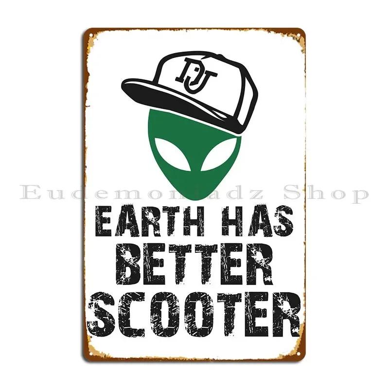 Alien Scooter Metal Plaque Poster Custom Design Pub Party Mural Tin Sign Poster 20x30cm(7.8x11.8inch)