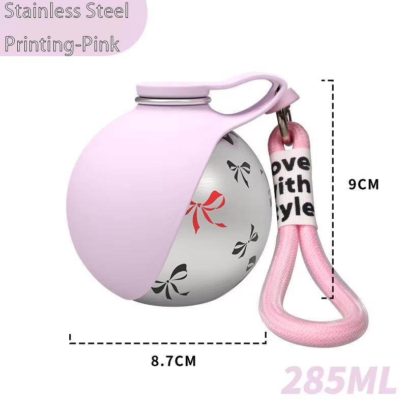 2-in-1 Dog Water Bottle Stainless Steel Pets Drinking Bottle with Foldable Bowls Leakproof Water Dispenser for Travel Walking