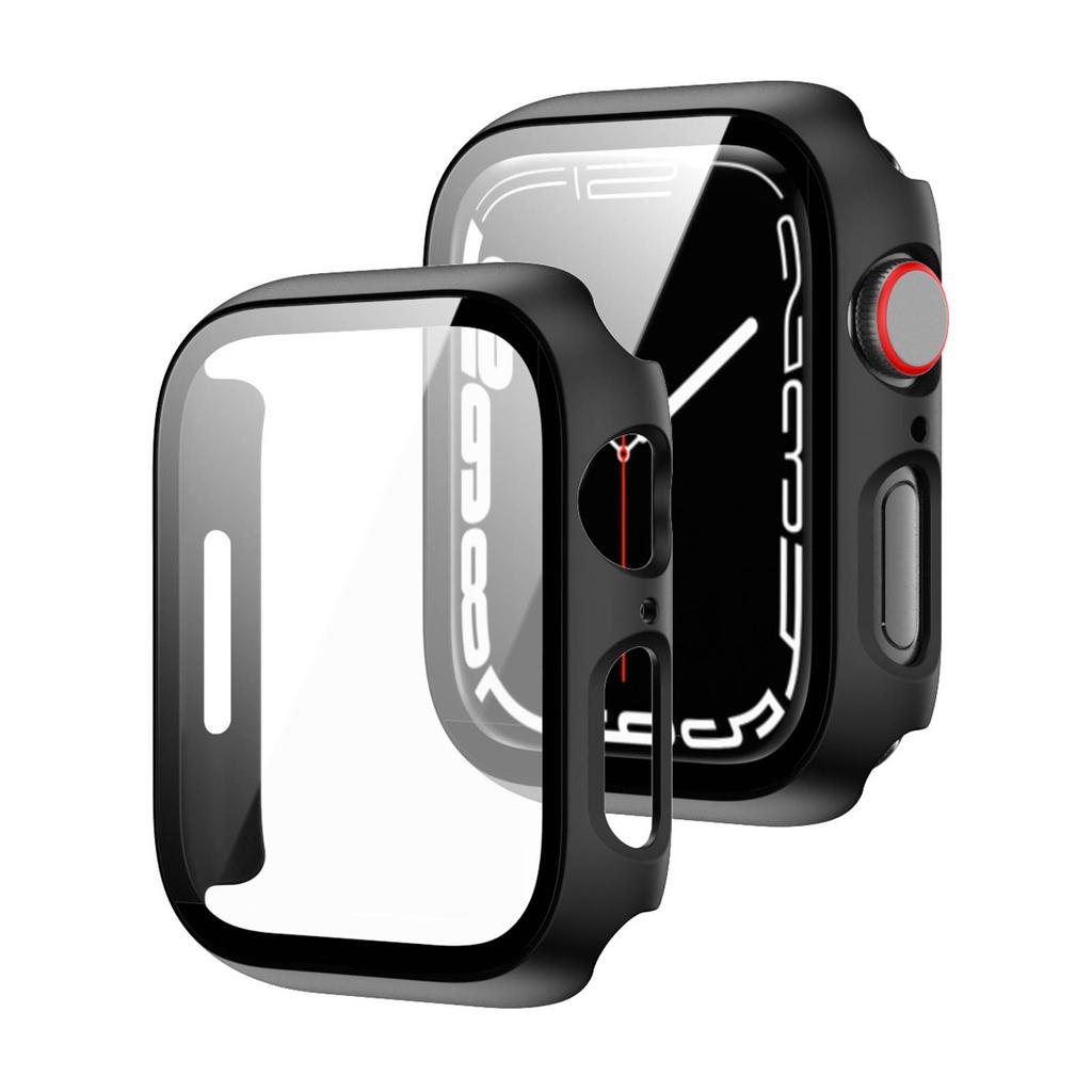 Watch Protective Case Screen Protector Cover Tempered Film for IWatch 1 2 3 4 5 6 7 8 Black 45mm   1.77in