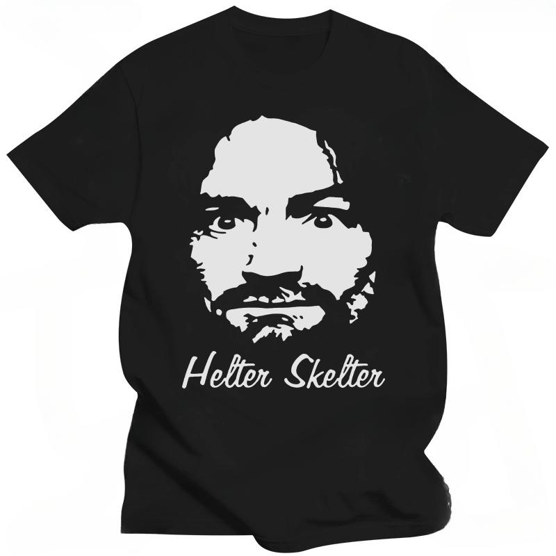 Vintage Sommer Charles Manson Schwarz Bedruckt Herren T-Shirt Damen Lässig Streetwear Outdoor Kurzarm Rundhals Belüftung Oberteil T-Shirt