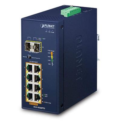 PoE SFP Ethernetový přepínač IGS-1020PTF_Industrial 8portový 10/100/1000T 802.3at + 2portový 100/1000X
