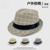 Vintage British Style Straw Hat Cool Hat Short Brim Visor Bar Staff Jazz Hat Men and Women Linen