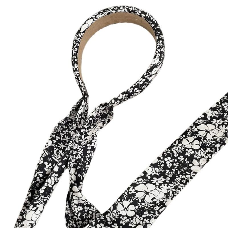 Elegant Dotted/Flower Print Headband Model Show Pastoral Style Hairband for Girl