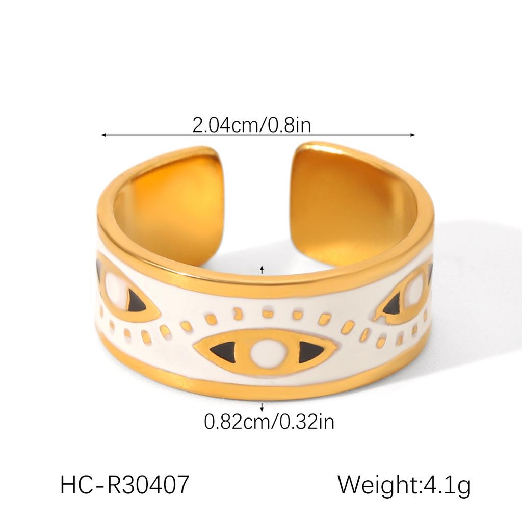 French Retro Turquoise Evil Eye Stainless Steel Ring for Women, Non-fading Ring, Niche Light Luxury Hand Jewelry