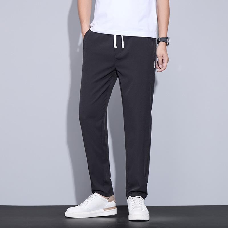 

Ice Silk Thin Casual Pants Men s Summer Drawstring Straight Trendy Versatile Quick-drying Casual Sports Pants Men 28 чёрный
