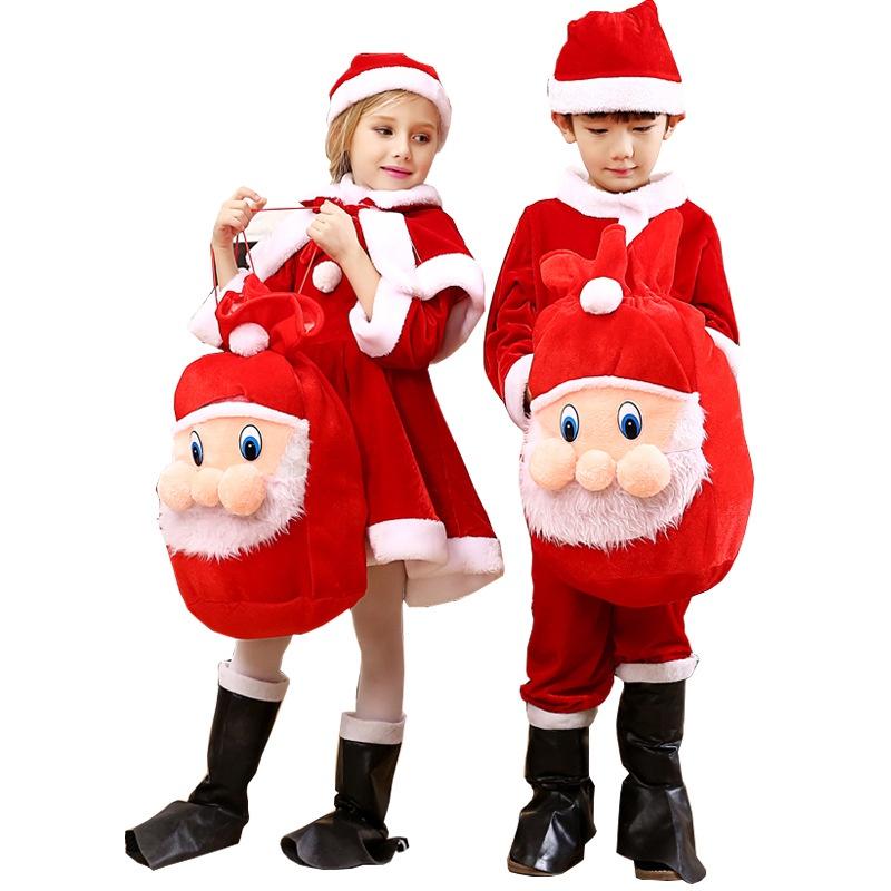 Christmas Attire For Children Vibrant Red Santa Costume With Plush Fabric