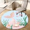 1PC Mermaid Shell Non-Slip Floor Round Carpet, Office, Family, Bedroom, Large Area Rug Indoor Rugs,  Durable Polyester-Z0414
