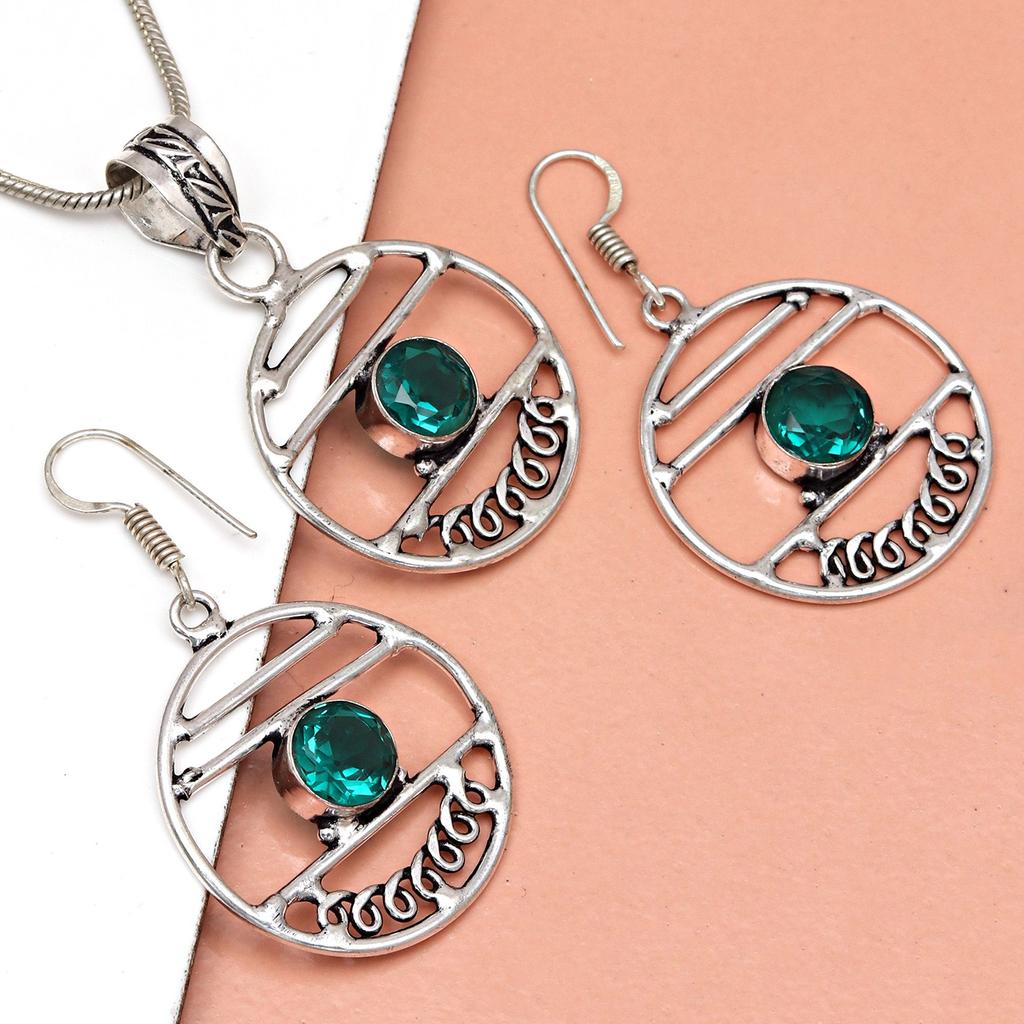 Diopside Set Chrome Gemstone Jewelry  18-20'' Necklace Pendant Ethnic