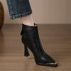 Design Style Metal Toe Women Ankle Boots Autumn Winter Slim Short Booties Fashion Back Zippers Square Heels Shoes