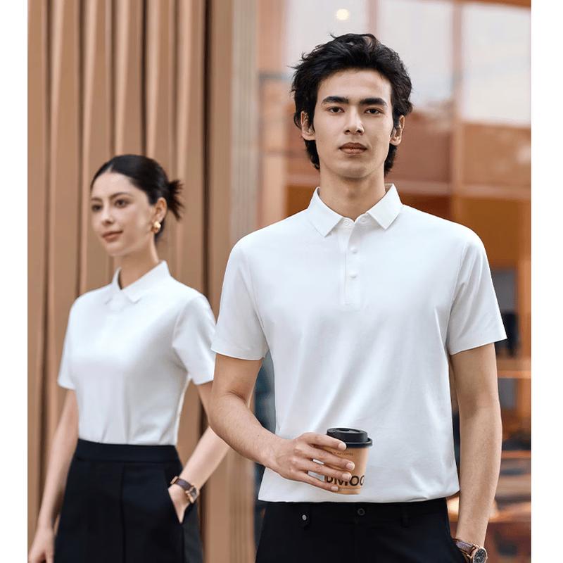 Qidingbao Double-Sided Cotton Short-Sleeve Polo Shirt S белый