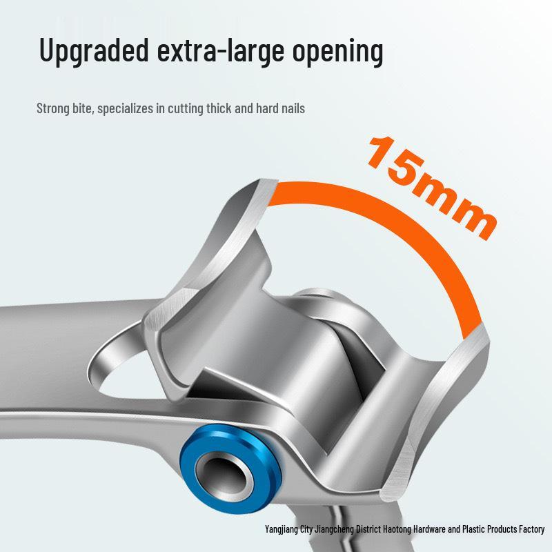 Stainless Steel Wide-Jaw Nail Clippers with Powder Die-Cast Finish for Manicure and Trimming