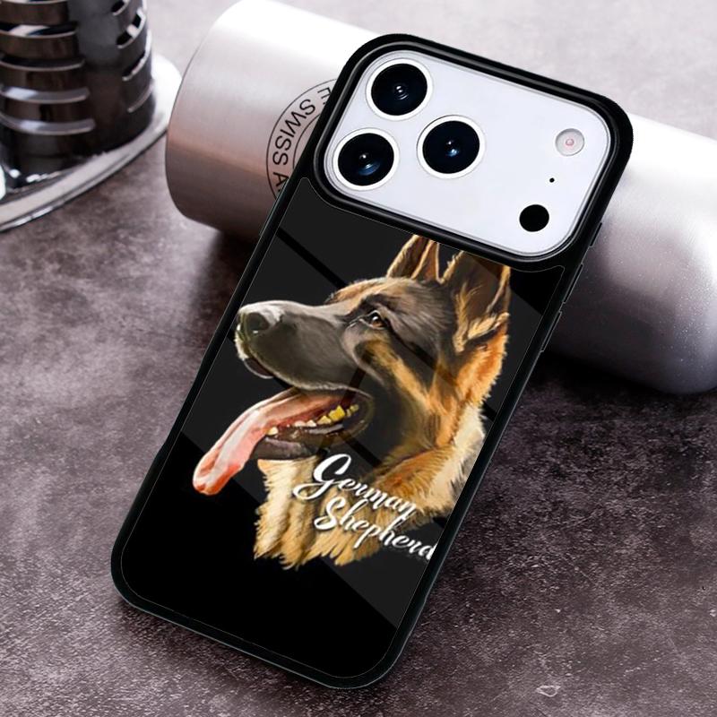 

German Shepherd Dog Cartoon Phone Case for iPhone 17 16 15 Pro Max Air 14 13 12 11 Plus Shockproof Cover iPhone 14